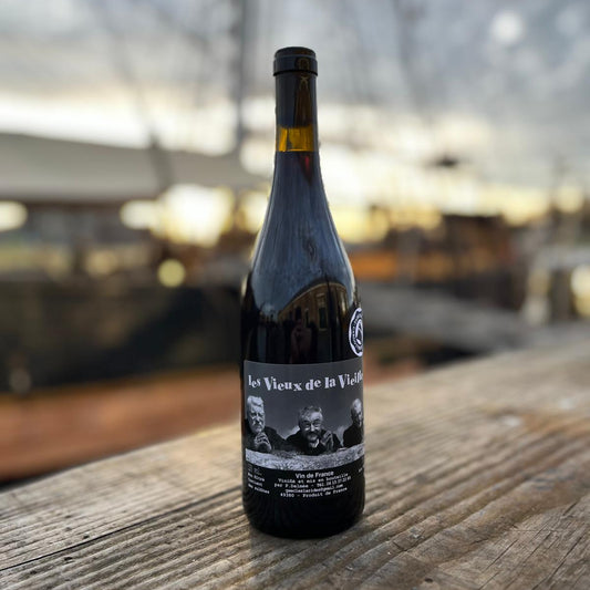 "Les Vieux de la Vieilles" Fairtransport French Red Wine sustainably shipped by engineless cargo ship Tres Hombres.