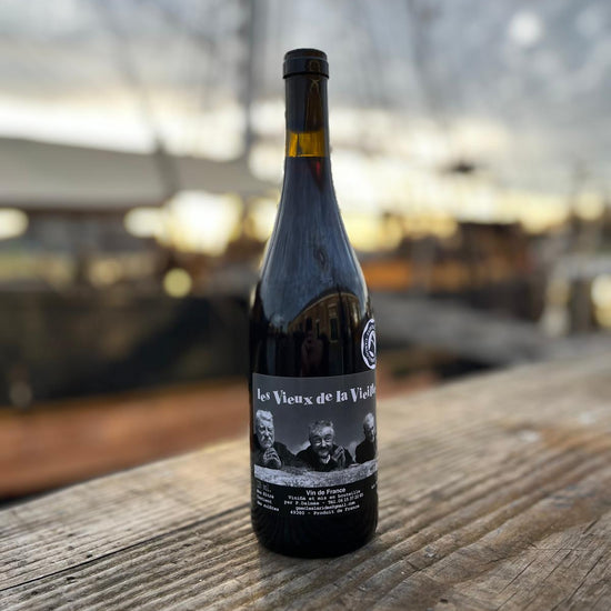 "Les Vieux de la Vieilles" Fairtransport French Red Wine sustainably shipped by engineless cargo ship Tres Hombres.